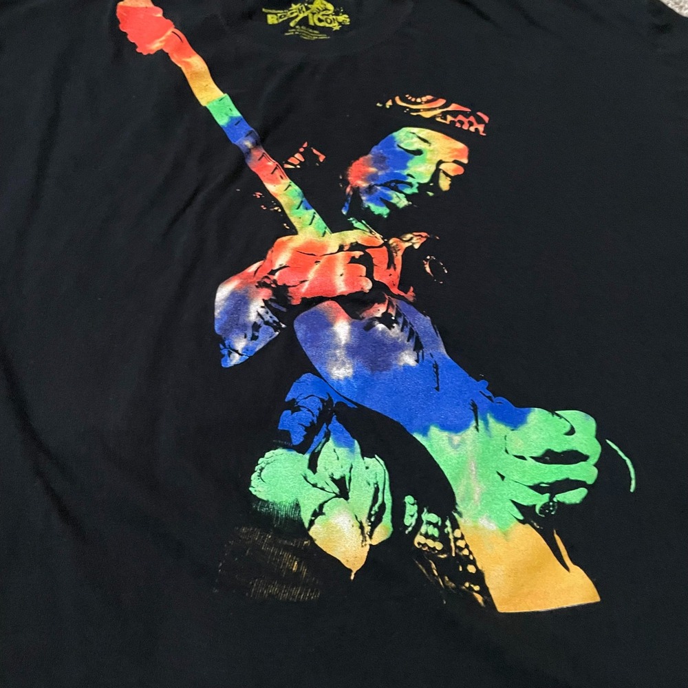 Rock Icons Jimi Hendrix Rainbow Graphic T-Shirt Black XL 2009 VR2M5000RCFV
